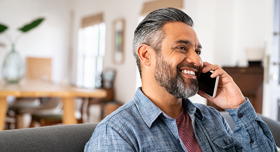 Man talking on mobile device